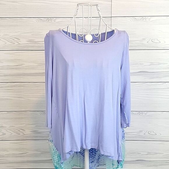 Apt. 9 tunic blouse multi fabric loose fit - purple & teal Women's Size M - Picture 2 of 8